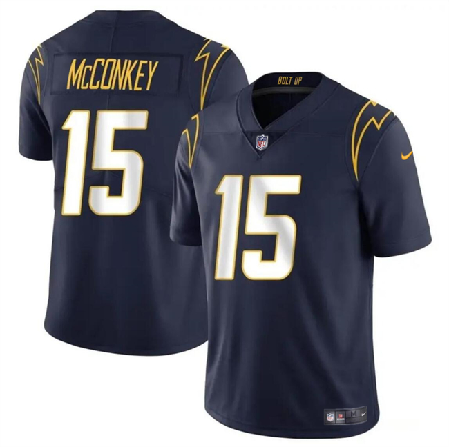 Men's Los Angeles Chargers #15 Ladd McConkey Navy 2024 Draft Vapor Limited Football Stitched Jersey
